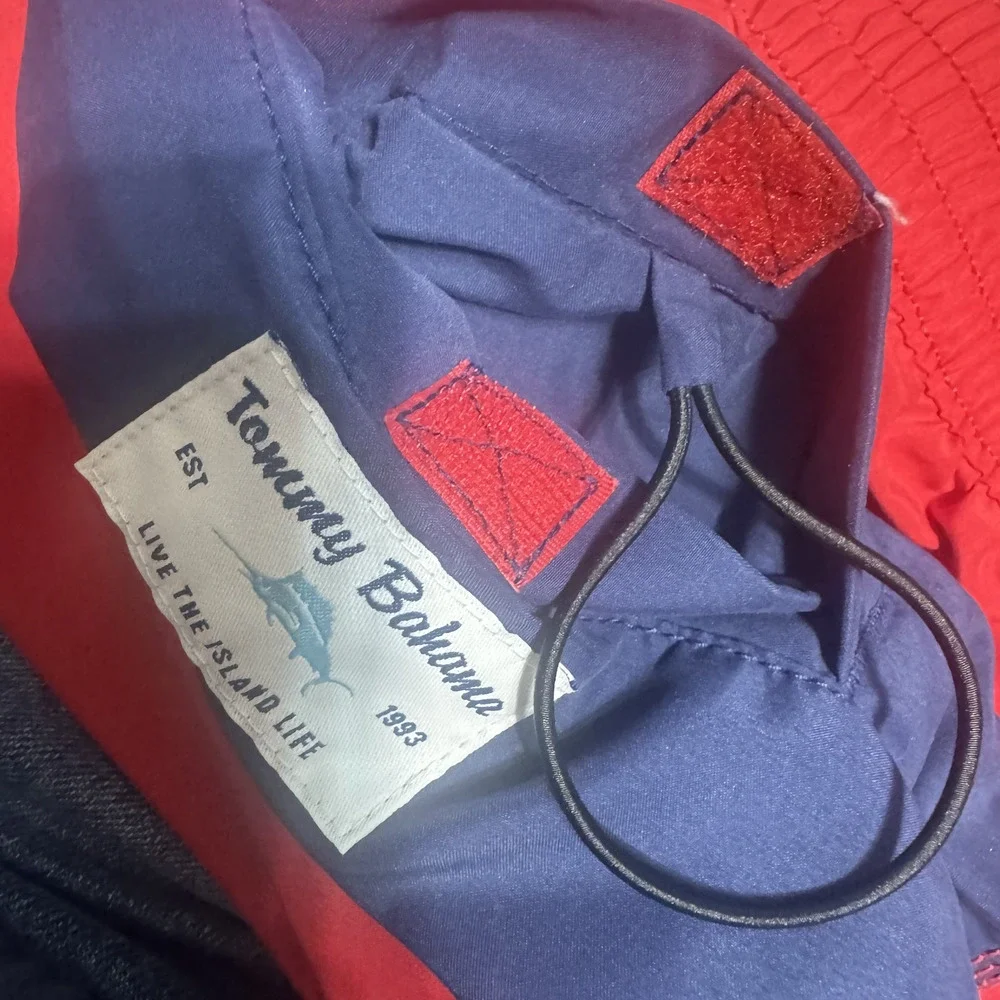 Tommy Bahama Men's Blue & Red Swim trunks board Shorts lined sz XL colorblock